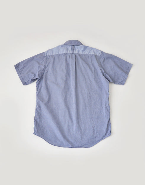 ギンガムとドビーの前身頃切替半袖シャツ